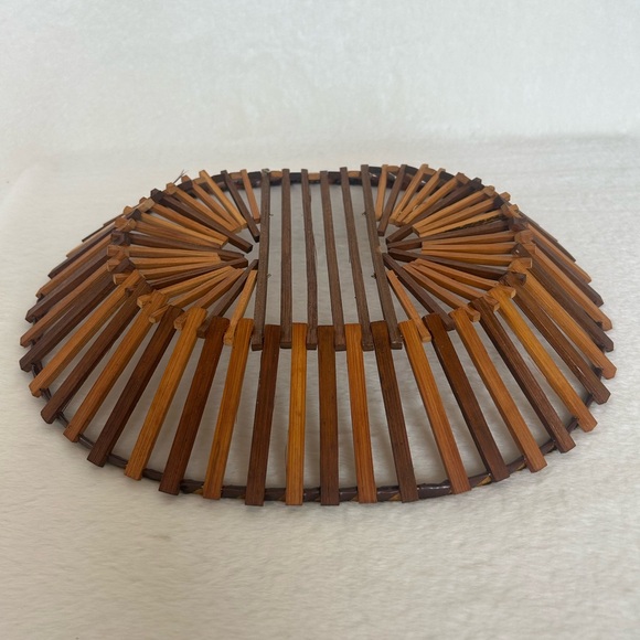 Vintage Handmade Multi Wood Unique MCM Cottagecore Basket - Picture 10 of 12